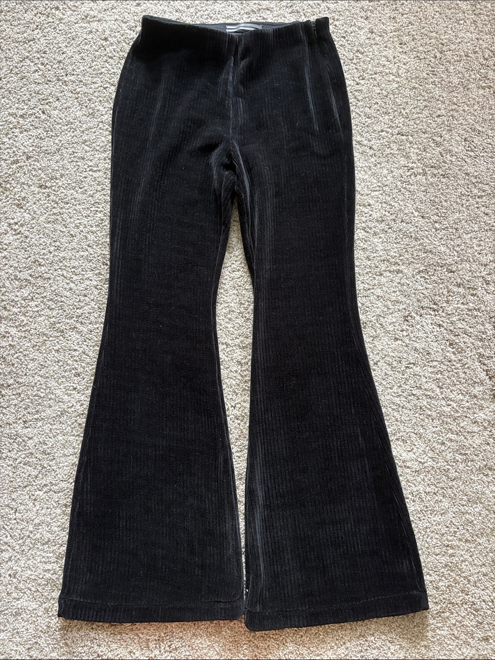 Anthropologie Black Ribbed Knit Trousers